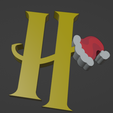 H.png HARRY POTTER STYLE LETTER H WITH CHRISTMAS HAT + KEYCHAIN