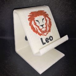 leo phonestand pic 1.jpg 3D file Leo zodiac phone stand・3D printable model to download