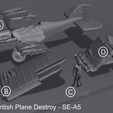 28mm British Plane Destroy - SE-A5 WW1 6 planes, 3 pilots (3 nationalities) - Files Pre-supported