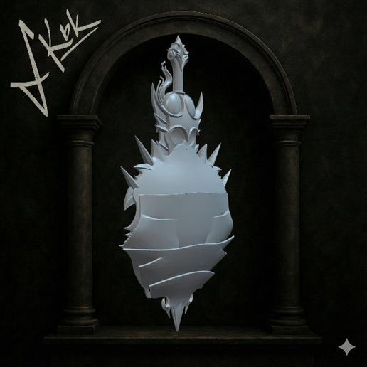 jpg_frame_03.jpg Бронированный рыцарский шлем с мечом - 3D печать CA502