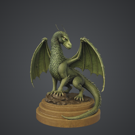 Green Fantasy Dragon 3D model