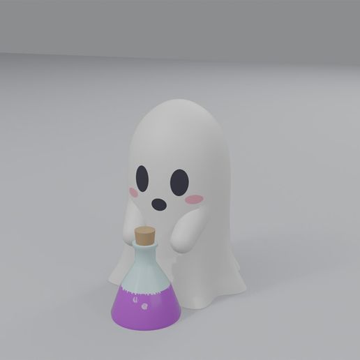 Potion Ghost - Cute Kawaii Halloween Ghost Figurine, Smooth, Multicolour, No Supports - STL + 3MF