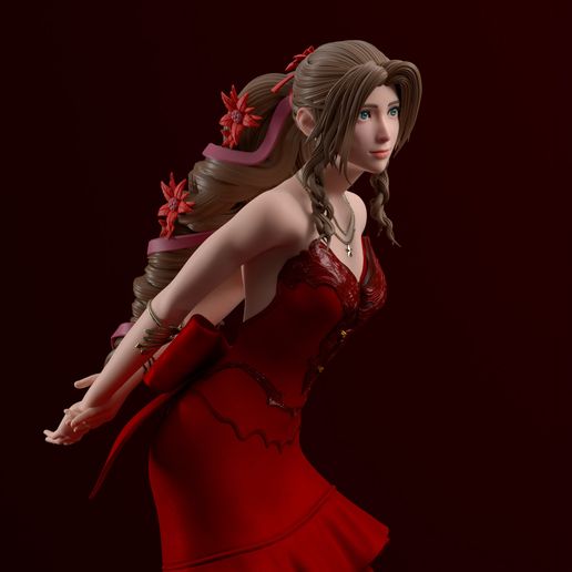 Preview0.jpg Final Fantasy 7 Remake - Aerith Gainsborough Red Dress Version 3D print model
