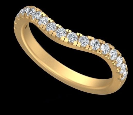 Curved Diamond Chevron Wedding Band