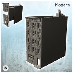 1-PREM.jpg STL file Brick residential building with chimney and pediment (6) - Downtown Modern WW2 WW1 World War Diaroma Wargaming RPG・3D printer design to download