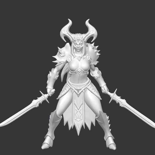 Female Horned Barbarian - Dual Swords