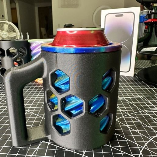 IMG_3509.jpg FIDGET TWIST CAN CUP HOLDER! Hexagon, themed fidget toy and can cup holder!