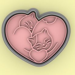 65.jpg STL file Cortador de galletas gatos (corazon) - cookie cutter Cat (heart) valentine's day・3D print model to download