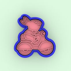 photo1646406895.jpeg STL file Rabbit on motorcycle cookie cutter - Rabbit on motorcycle cookie cutter・3D printer model to download