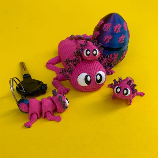 Crochet-Axolotl-And-Egg-Box-4.jpg Crochet Axolotl & Egg Box Bundle, Articulated Flexi, Print In Place, No Support