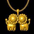 399.jpg two lions pendant charm