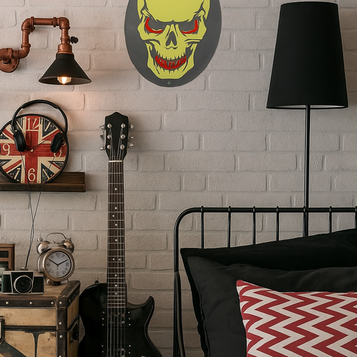 The painting "skull and crossbones" in relief - 3D model önizlemesi