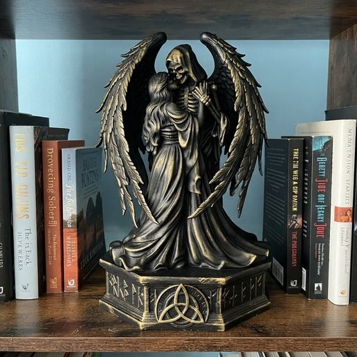Grim Reaper and Woman Kissing Figurine STL File Couple Gift 3D Print Digital Download