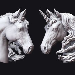 1-1.jpg Horse and Unicorn Head