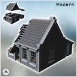 1-PREM.jpg Single-story house with brick walls, tiled roof, and rear annex (9) - Modern WW2 WW1 World War Diaroma Wargaming RPG Mini Hobby