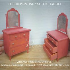 VINTAGE-HOSPITAL-Dresser-Miniature-2.jpg MINIATURE HOSPITAL Dresser  | Early 1900 Hospital Room | Miniature Furniture