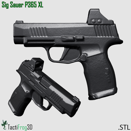 Sig Sauer P365XL + Red Dot – Full Size Non-Functional 3D Scan Replica (STL File) | Sig P365 P320