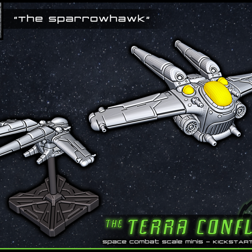 "The Sparrowhawk" - Space-combat scale mini - 3D model önizlemesi