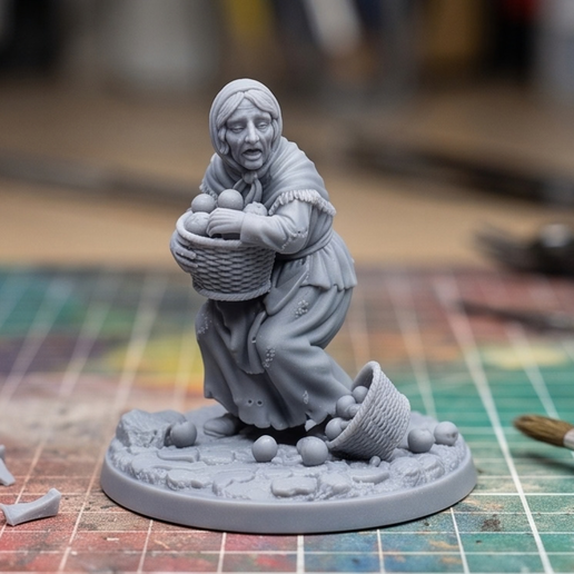 Terrified Apple Vendor NPC | RPG Mini 3D model by gbilhalva