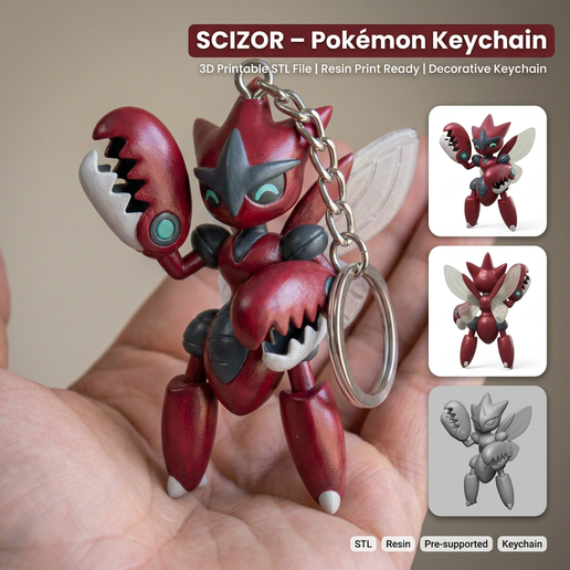 Scizor Pokemon Keychain 3D Printable STL Model