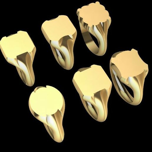 Bundle signet rings SLA 3D model