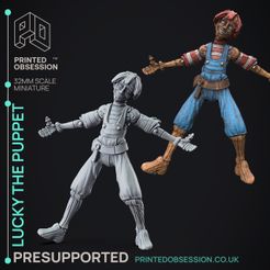 Lucky-1.jpg 3D file Lucky - Awakend Puppet 2 Forms - Puppet Masters Apprentice - PRESUPPORTED - Illustrated and Stats - 32mm scale・3D printable model to download