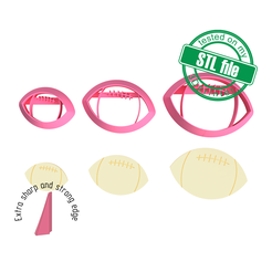 7772587_A_1.png Rugby ball, Football mom collection, 3 Sizes, Digital STL File For 3D Printing, Polymer Clay Cutter, Earrings, Cookie, sharp, strong edge