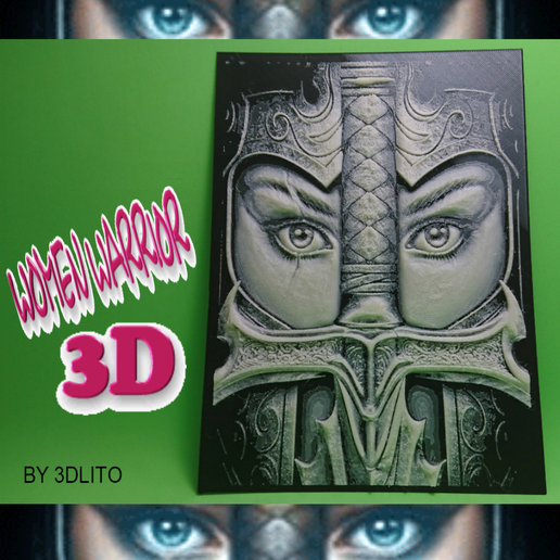 mujer guerrera.png Download free STL file DRAWING 3D WARRIOR WOMAN • Model to 3D print, 3dlito