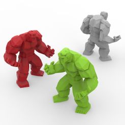 SinglePrint.jpg Download STL file Low Poly Hulk v2 • 3D printable model, biglildesign