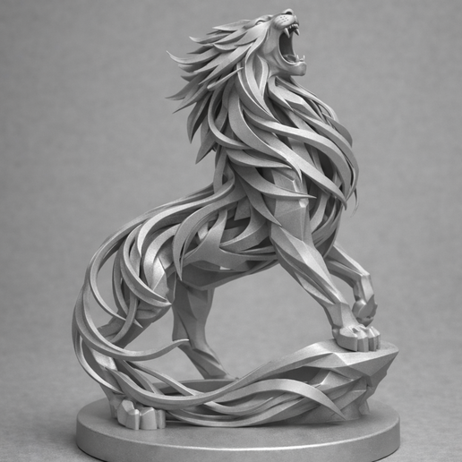 Modern Flowing Lion Sculpture – Artistic FDM 3D Print Model