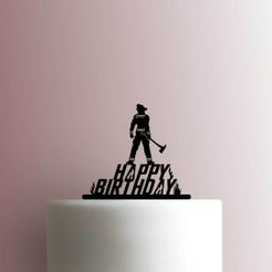 JB_Firefighter-Happy-Birthday-225-B122-Cake-Topper.jpg STL file TOPPER FIREFIGHTER HAPPY BIRTHDAY・3D printable model to download