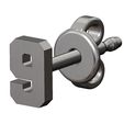 9-number-varsity-Stud-earring-10.jpg 9 девять номер varsity шрифт серьга-шпилька 3D печать модель