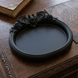 3.png Gothic Bat & Rose Jewelry Tray STL – Dark Trinket Dish for 3D Printing