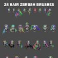 HAIR.jpg 27 FULL HAIR BRUSHES FOR ZBRUSH