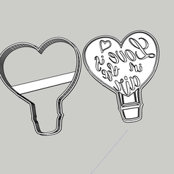 mongolfiera.png STL file Air Balloon love is in the air cooke cutter embossed san valentine couple mongolfiera san valentino cake design decoration・3D printable model to download