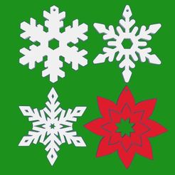 1.jpg Snowflake and Pointsettia Xmas Tree Ornaments