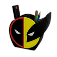 Untitled-v4.png Organisateur de bureau 3D MULTICOLORE LOGO/SIGN - Deadpool & Wolverine Duo