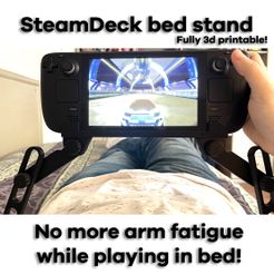 SteamDeck-listing-cover-photo-2.jpg RestDeck, a bed stand for your SteamDeck. FULLY 3d printable, no third-party parts!