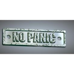 Decor-no-panic-03-00.jpg STL file Decor Sign "NO PANIC" symbol signpost movement and direction Hand bas-relief real 3D Relief For CNC building decor wall or door-mount for decoration dp-01 3d print・3D printing idea to download