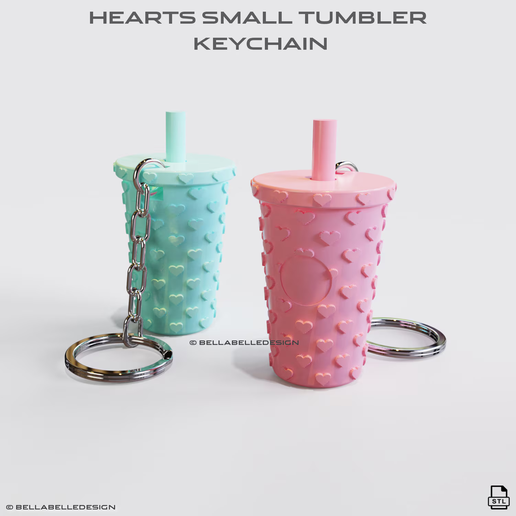 Tumbler Keychain: Hearts Small
