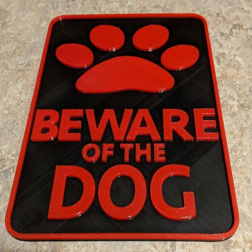 🐕 Beware Of The Dog Sign・Free STL File for ・Cults