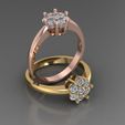 9.jpg Printable STL jewelry engagement ring round flower 0.52ct