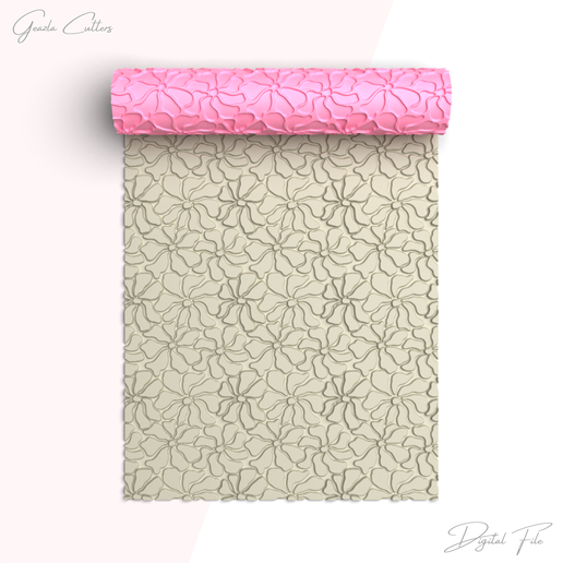 hubjbb.png Flower Texture Roller For Polymer Clay, Floral Clay Texture Rolling Pin, Polymer Clay Tool, Printable File, Digital STL File, No: 1404