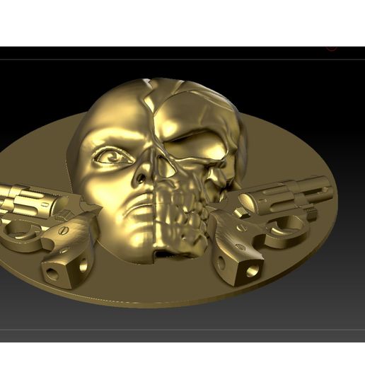 66.1.jpg TÊTE DE MORT AVEC DEUX REVOLVERS