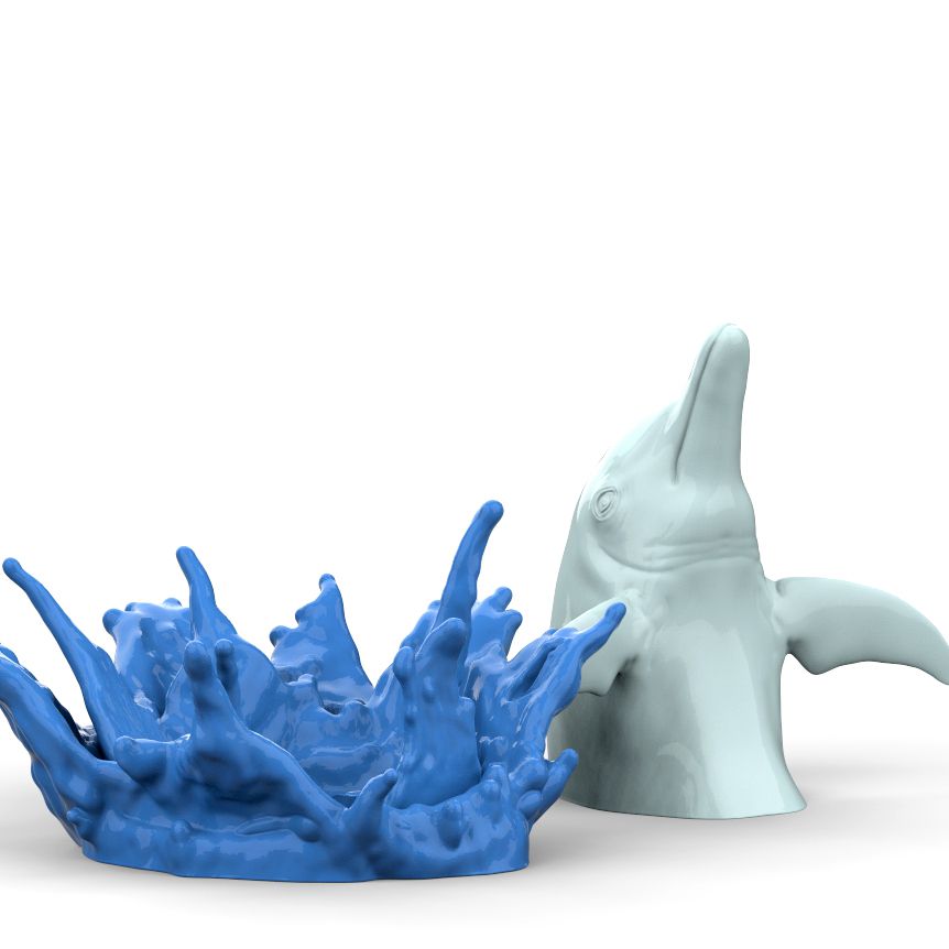 DolphinSplash_4.jpg Free STL file Dolphin Splash, Wall Mounted・3D printing idea to download, Double_Alfa_3D