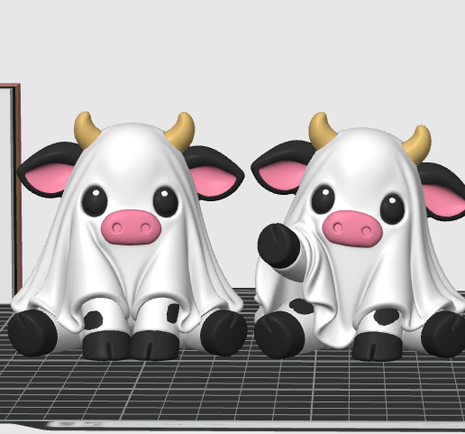 Ghost Cow Duo – Cute Halloween Cow Figurines STL & 3MF | Spooky Farm Animals