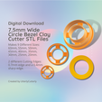 Cover-7.png 7.5mm wide Circle Bezel Clay Cutter - Geometric STL Digital File Download- 9 sizes and 2 Earring Cutter Versions, cookie cutter