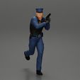 3DG-0002.jpg Police Officer running Chasing Criminal On Roadway holding a gun