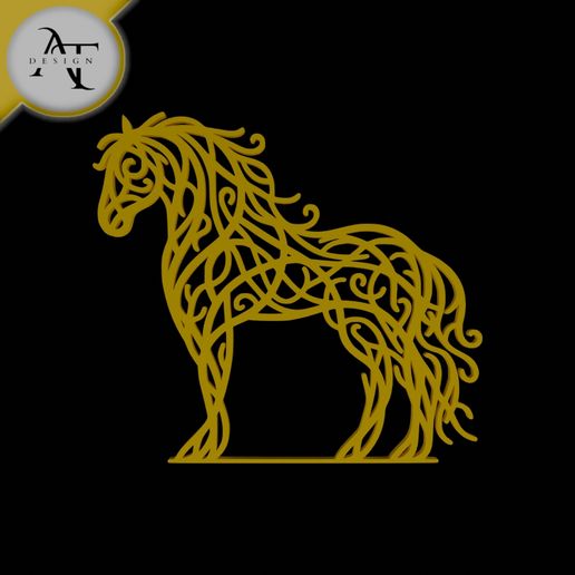 Horse - Line Art - 2D Wall Art Decor 3D model