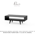 scandinavian-AMARA-inspired-MID-CENTURY-COFFEE-TABLE-MIniature-Furniture-4.png Amara-inspired Mid Century Coffee Table With Open Shelf, Miniature Table, Mini Furniture, Dollhouse Furniture